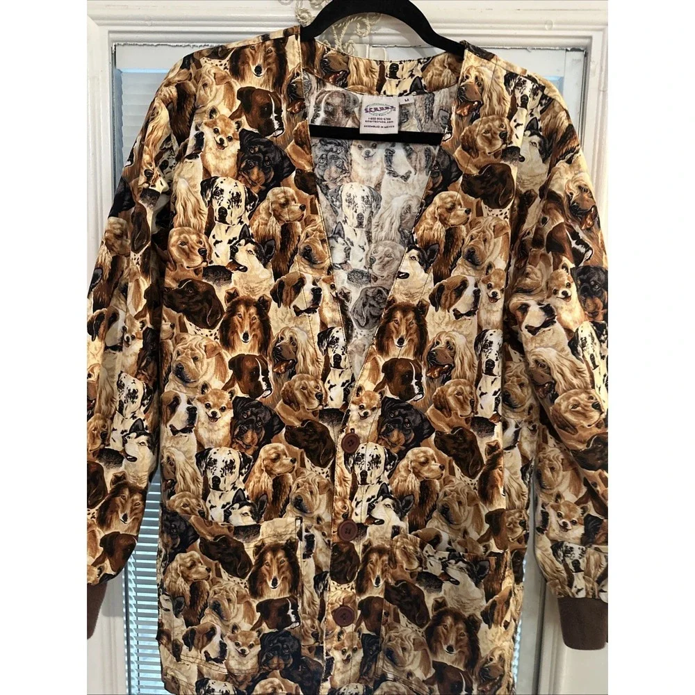 Scrubs Uniform Golden Retriever Collie Shar-pei Do YBeagle Dog Vet  Top Sz M